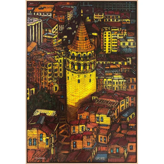 Galatanın Işığında İstanbul Yağlı Boya Tablosu