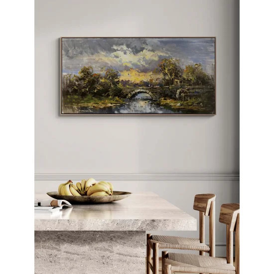 Taş Köprüde Sonbahar Yağlı Boya Tablosu