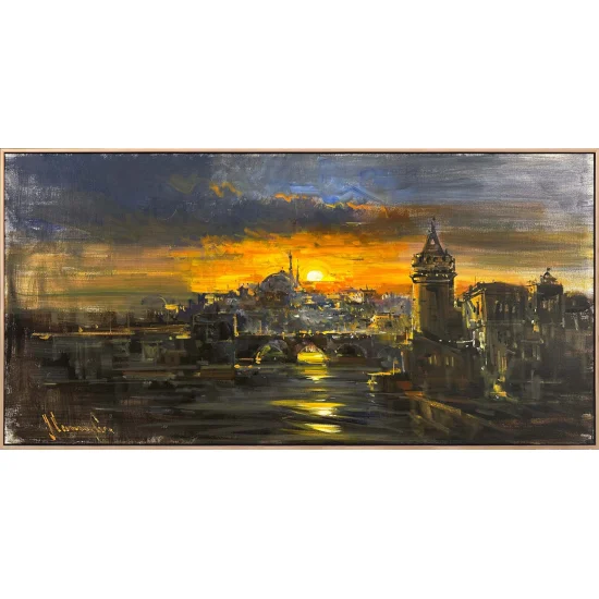 İstanbul Boğazında Akşamüstü Yağlı Boya Tablosu