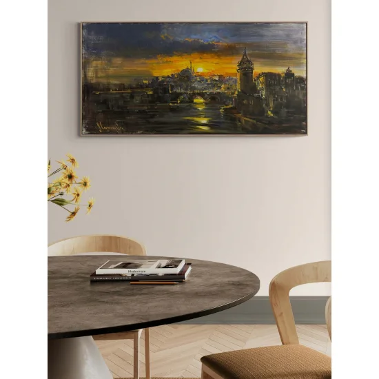 İstanbul Boğazında Akşamüstü Yağlı Boya Tablosu