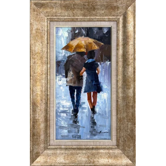 Yağmur Altında Aşıklar Yağlı Boya Tablosu