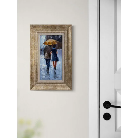 Yağmur Altında Aşıklar Yağlı Boya Tablosu