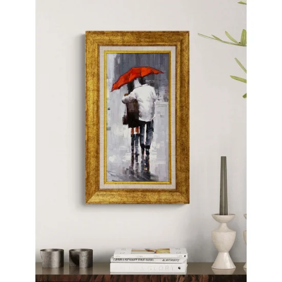 Kırmızı Şemsiyenin Altında Yağlı Boya Tablosu