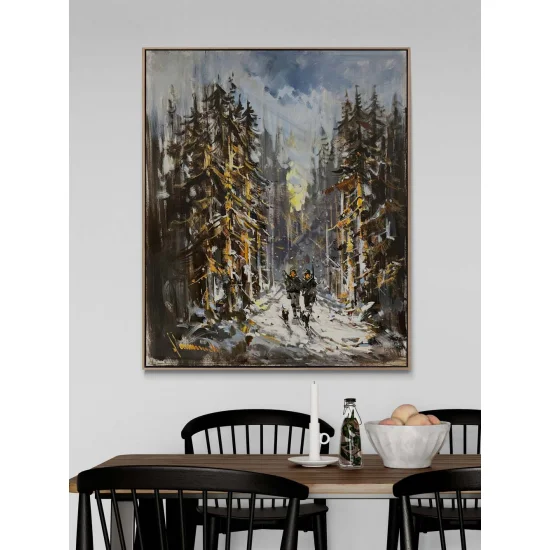 Av ve Kışın Gölgeler Yağlı Boya Tablosu