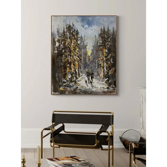 Av ve Kışın Gölgeler Yağlı Boya Tablosu