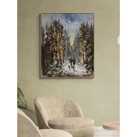 Av ve Kışın Gölgeler Yağlı Boya Tablosu