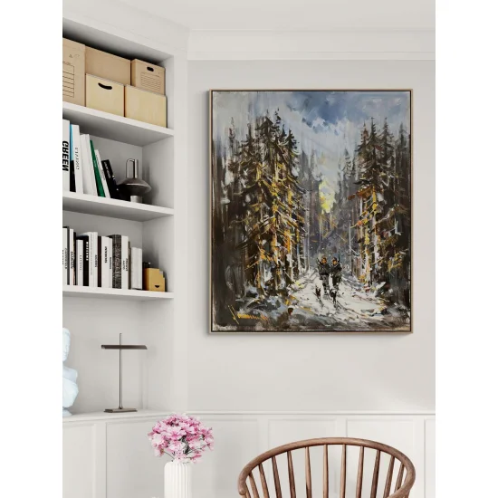 Av ve Kışın Gölgeler Yağlı Boya Tablosu