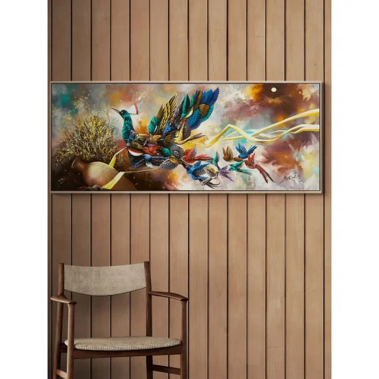 Buğdayla Yükselen Simurg Yağlı Boya Tablosu