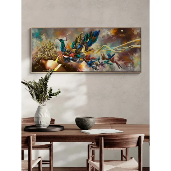 Buğdayla Yükselen Simurg Yağlı Boya Tablosu