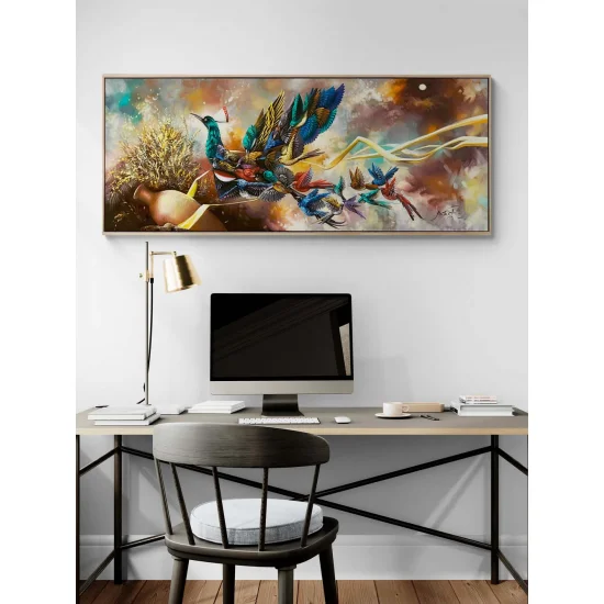 Buğdayla Yükselen Simurg Yağlı Boya Tablosu