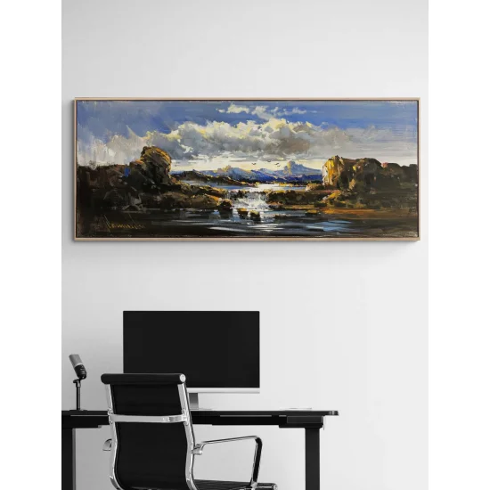 Tepelerin Ardındaki Gün Yağlı Boya Tablosu