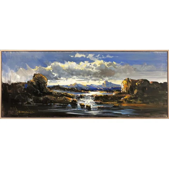 Tepelerin Ardındaki Gün Yağlı Boya Tablosu