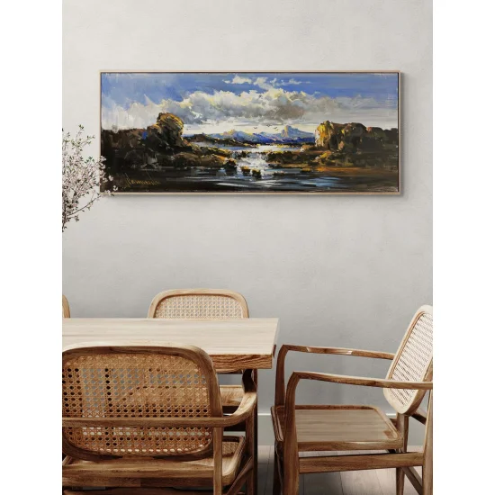 Tepelerin Ardındaki Gün Yağlı Boya Tablosu