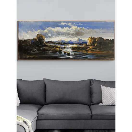 Tepelerin Ardındaki Gün Yağlı Boya Tablosu