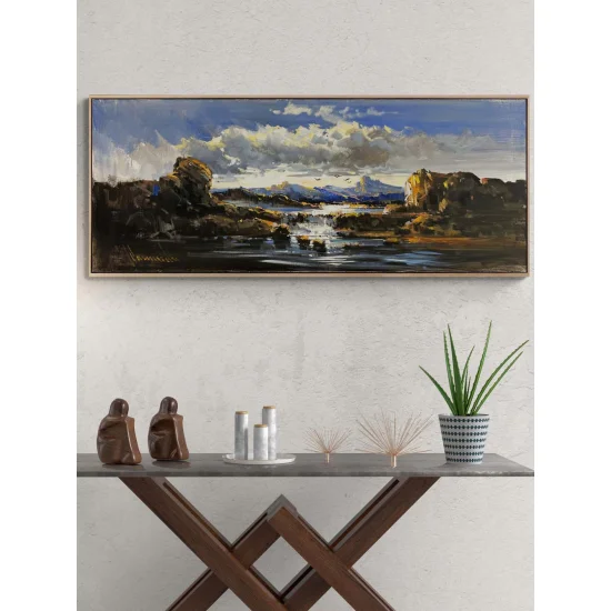 Tepelerin Ardındaki Gün Yağlı Boya Tablosu