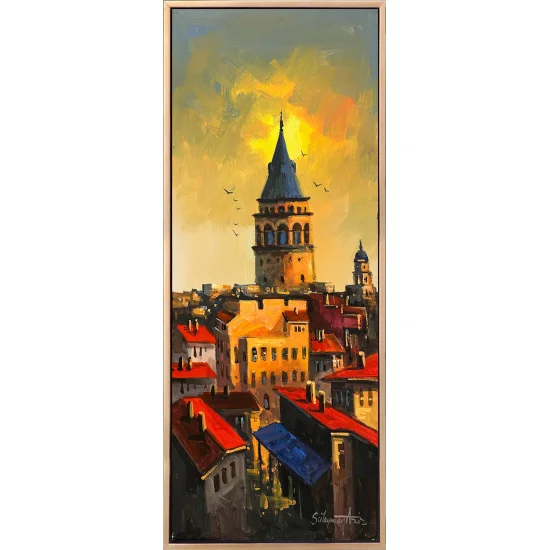 Galata’dan Bakış Yağlı Boya Tablosu