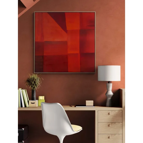 Kırmızının İzinde Yağlı Boya Tablosu