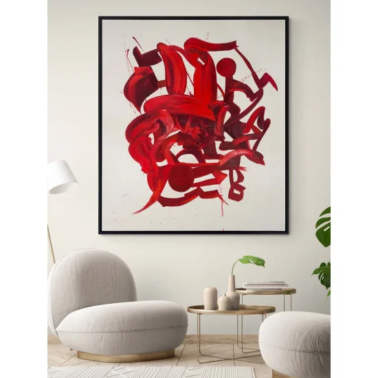 Kırmızı Harmoni Yağlı Boya Tablosu