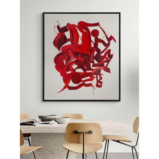 Kırmızı Harmoni Yağlı Boya Tablosu