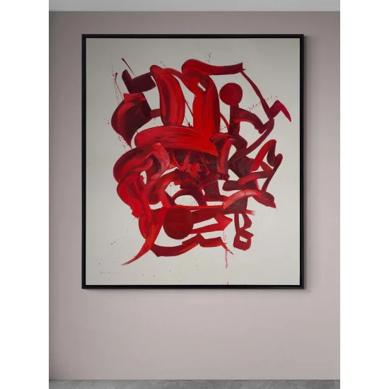 Kırmızı Harmoni Yağlı Boya Tablosu