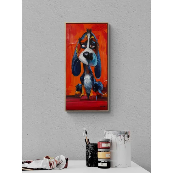Sleepy Dog Gazes Oil Painting