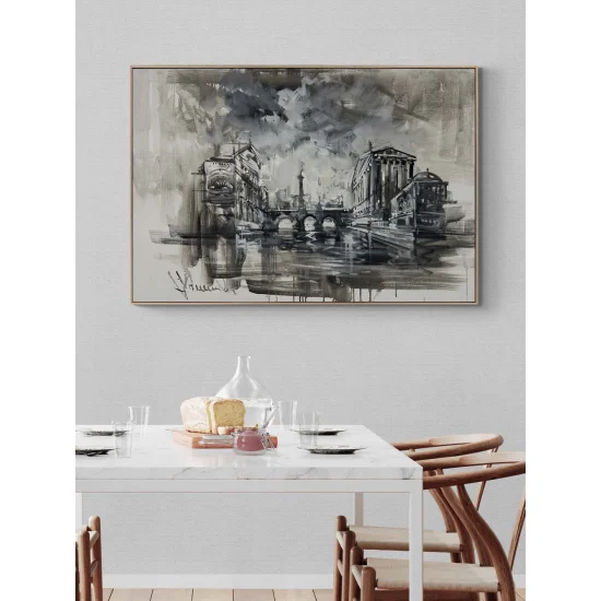 Sisler Arasında Şehir Yağlı Boya Tablosu