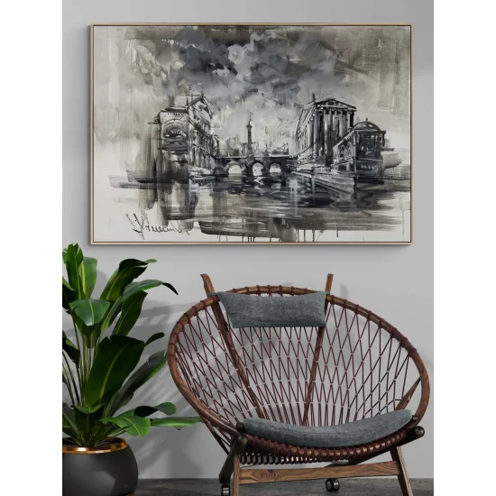 Sisler Arasında Şehir Yağlı Boya Tablosu