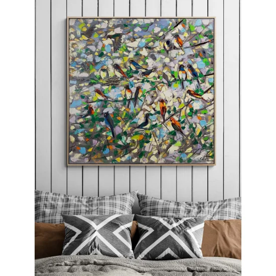 Daldaki Kırlagıçlar Yağlı Boya Tablosu