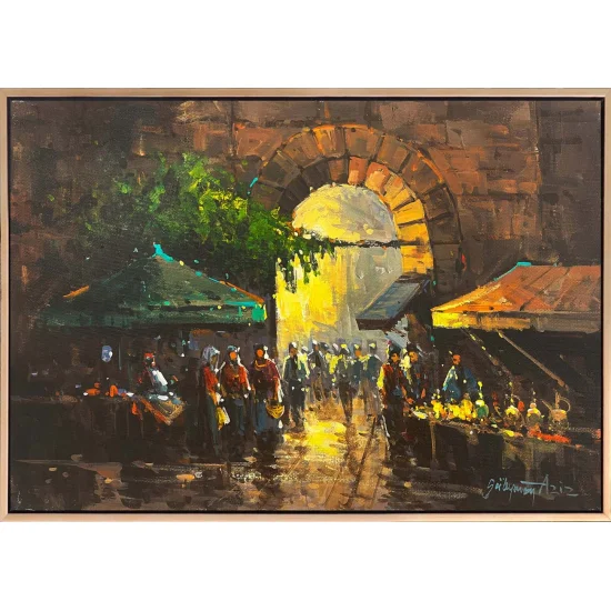 A Morning at the Market Oil Painting