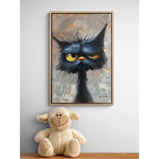 Miskin Kedi Yağlı Boya Tablosu