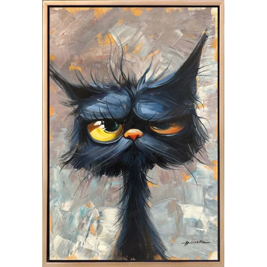 Miskin Kedi Yağlı Boya Tablosu