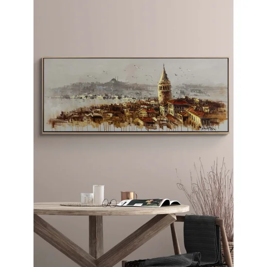 Galata Kulesi İzlerken Yağlı Boya Tablosu