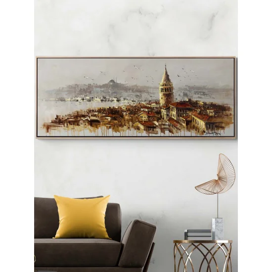 Galata Kulesi İzlerken Yağlı Boya Tablosu