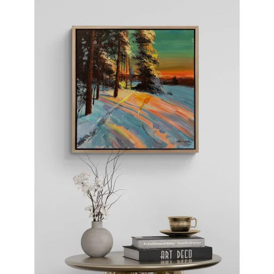 Winter Sunset Oil Painting