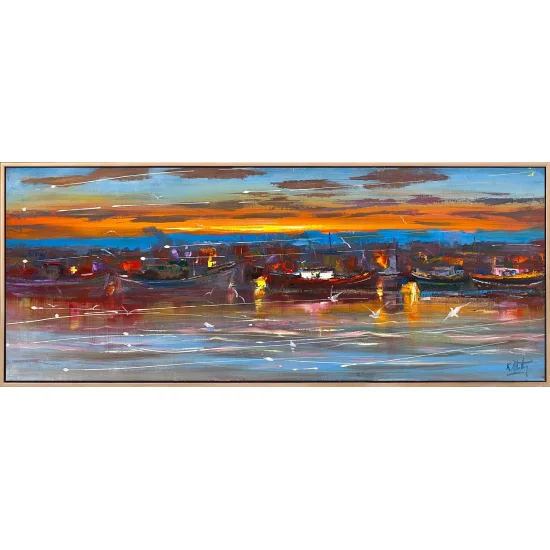 Dalgaların İçindeki Zaman Yağlı Boya Tablosu