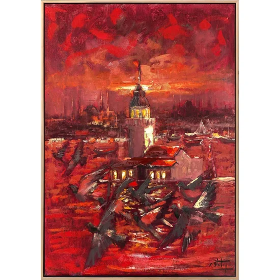 Crimson Sunset Oil Painting