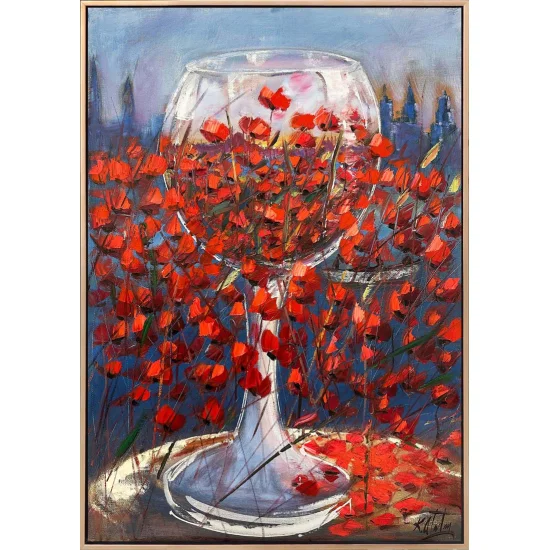 Poppies in the Glass Oil Painting