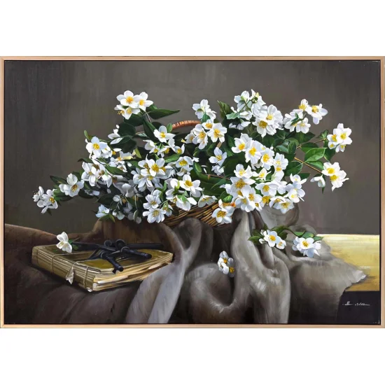 Jasmines in a Basket Oil Painting