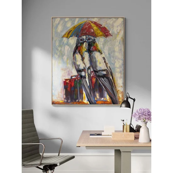 Güvercinler Son Gidişi Yağlı Boya Tablosu