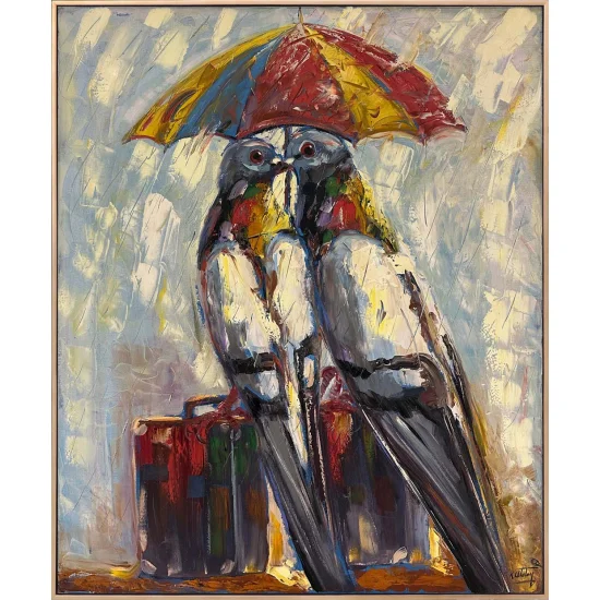 Güvercinler Son Gidişi Yağlı Boya Tablosu