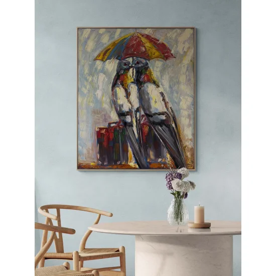 Güvercinler Son Gidişi Yağlı Boya Tablosu