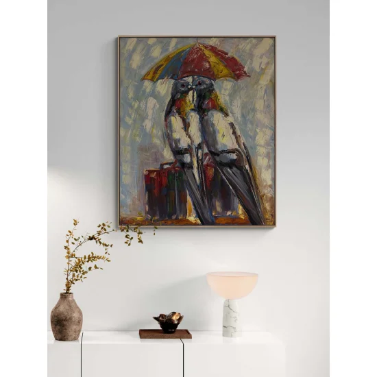 Güvercinler Son Gidişi Yağlı Boya Tablosu