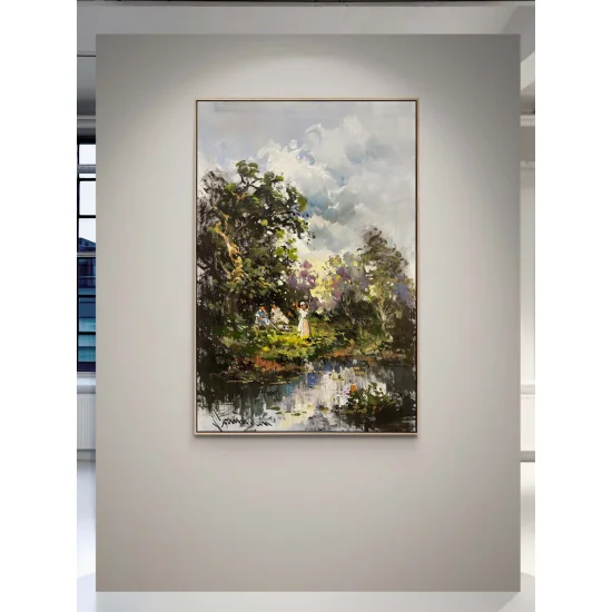 Sunset by the Lake Oil Painting