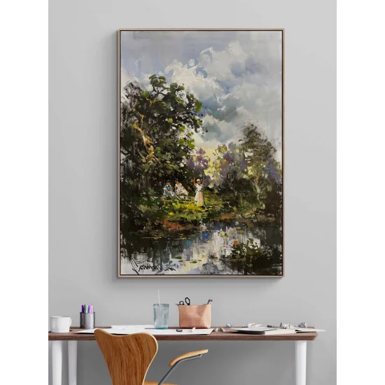 Sunset by the Lake Oil Painting