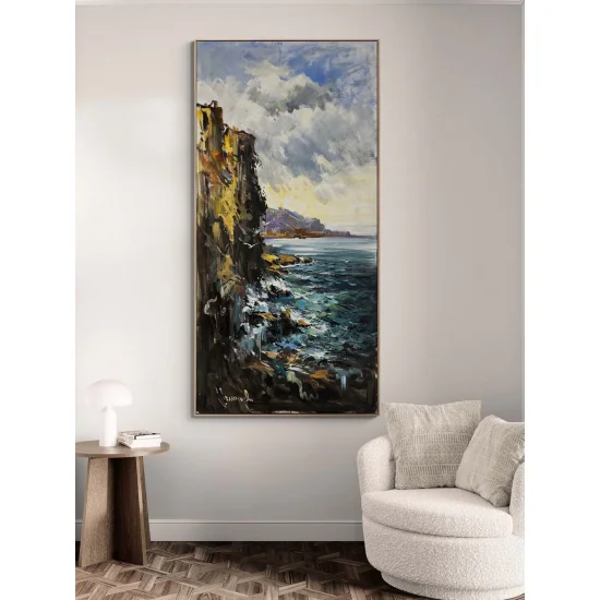 Sarp Kayalardan Deniz Yağlı Boya Tablosu