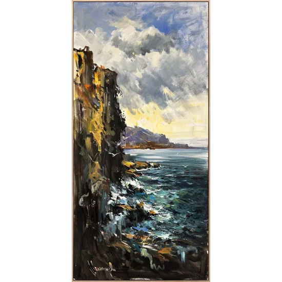 Sarp Kayalardan Deniz Yağlı Boya Tablosu