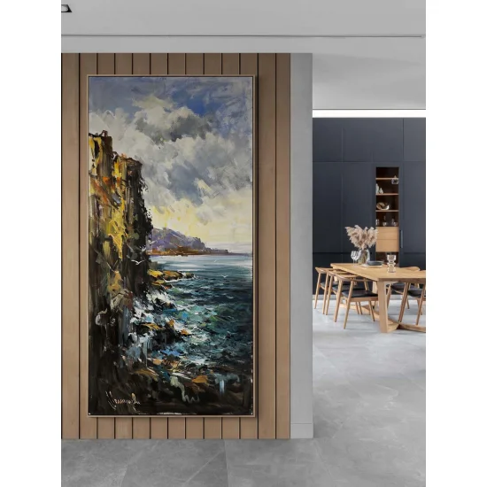 Sarp Kayalardan Deniz Yağlı Boya Tablosu