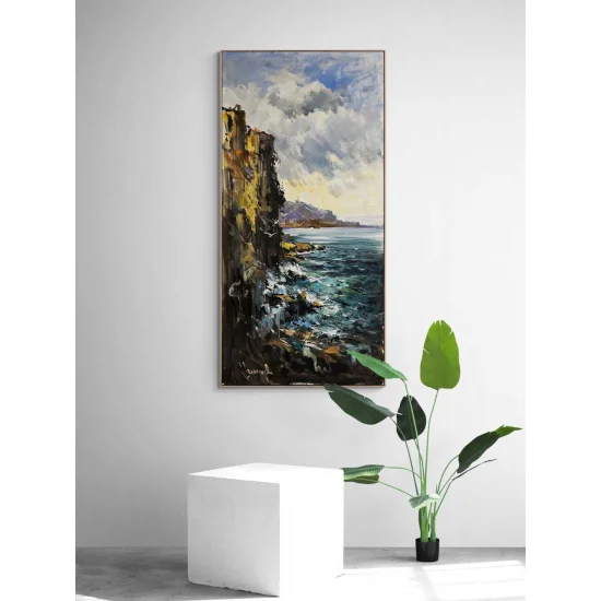 Sarp Kayalardan Deniz Yağlı Boya Tablosu
