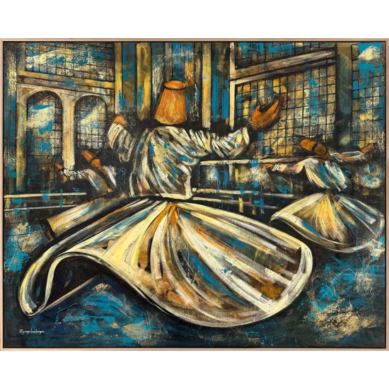 Ruhun Yolculuğu Semazenler Yağlı Boya Tablosu