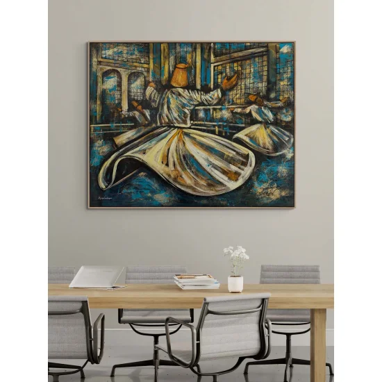 Ruhun Yolculuğu Semazenler Yağlı Boya Tablosu